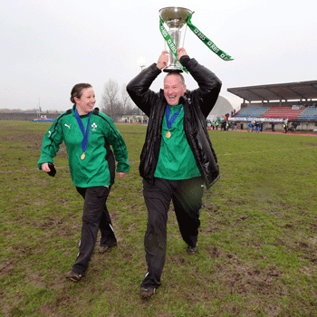 Gemma Crowley pictured with Ireland Women's Head Coach following the Grand Slam win 2013.